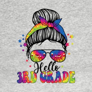 Hello 3rd Grade Messy Hair Bun Girl T-Shirt